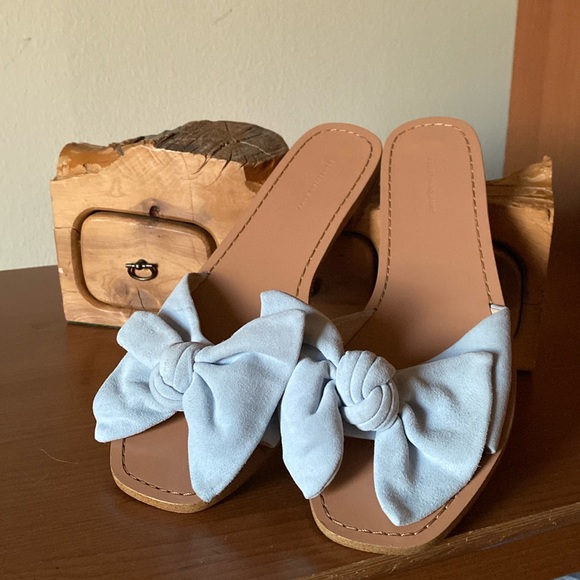 Something Navy Suede Bow Slides - Picture 1 of 6
